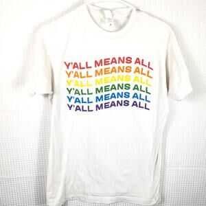 Y’all Means All M T-Shirt Deep Eddy Vodka Pride Rainbow Equality Graphic Tee